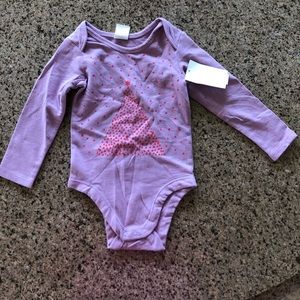 Stem- lavender long sleeve onesie with Christmas tree
